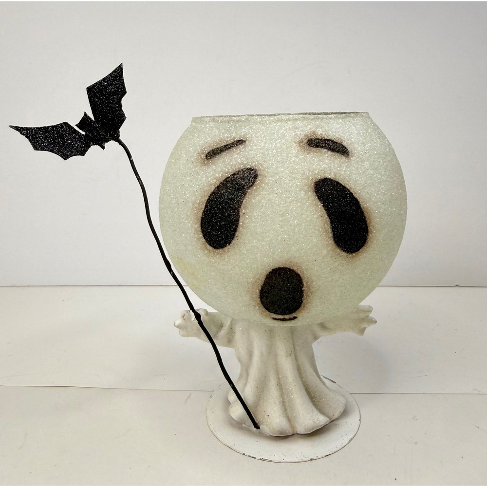 Department 56 Halloween Ghost Glitterville Votive Tea Light Candle Holder VTG